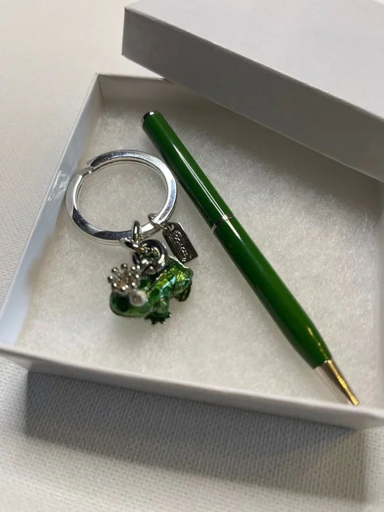 Coach Green Frog Keychain Charm and Green Coach Pen Set - Picture 7 of 8